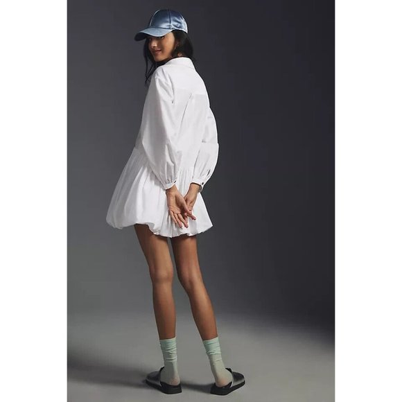 Anthropologie Maeve Bubble-Hem Shirt Dress in White Size 2X - Picture 4 of 8